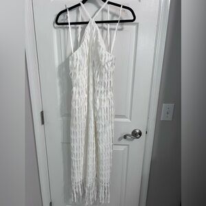 NWT | ANTONIO MELANI Asha Novelty Halter Midi White Knit Dress, Size 8